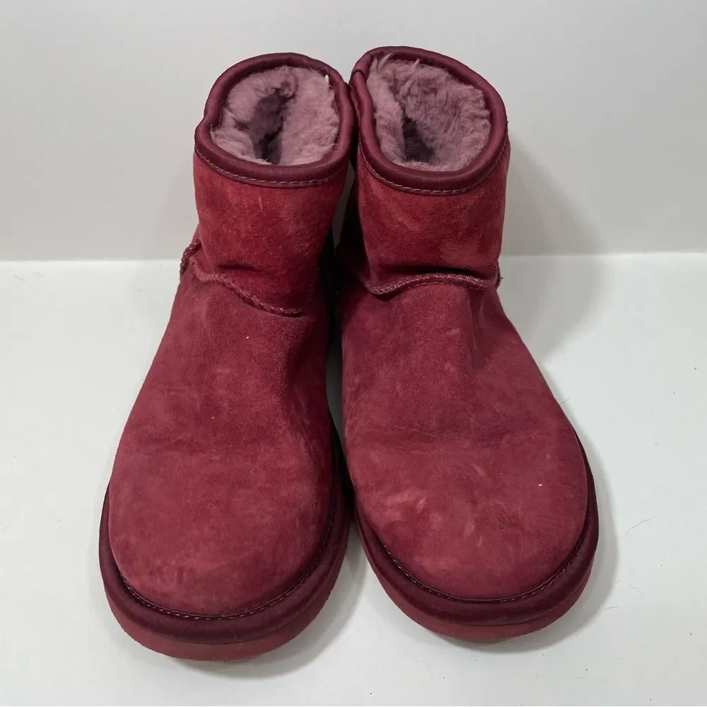 Ugg Maroon Bow Rhinestone Ankle Booties